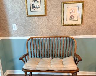 Carolina Chair & Table Windsor Oak Bench featuring a traditional spindle-back design and warm wood finish