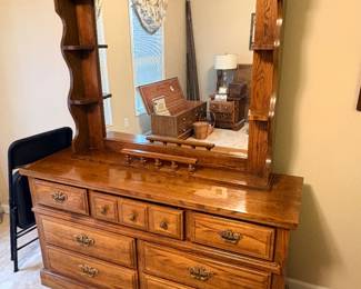 Broyhill solid Oak dresser and mirror