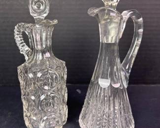 080 twovintagepressedandcutglasscruets