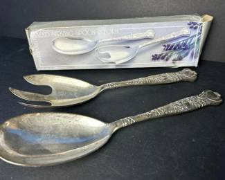 013 silverplatedsaladservingspoonandfor