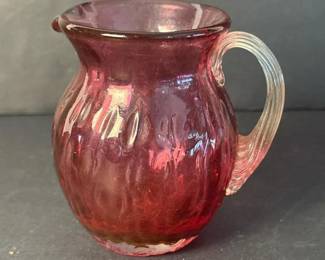 144 cranberryartglasspitcherwithclearr
