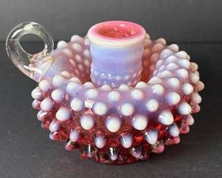 051 hobnailopalescentcranberryglasschamb