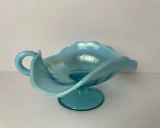 114 bluepressedglasscompotewithscallope