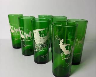218 sevengreenglasstumblerswithwhitemo