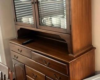 Vintage 2Piece Wooden Dining Hutch