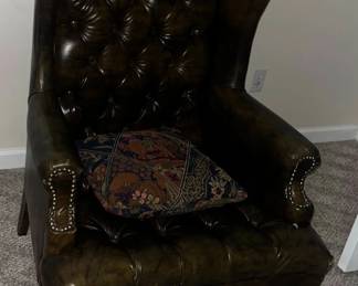 Leather Chesterfield Wingback Armchair