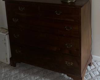 Dark Wood Dresser with 2 Smaller Upper Drawers and 3 Lower Drawers