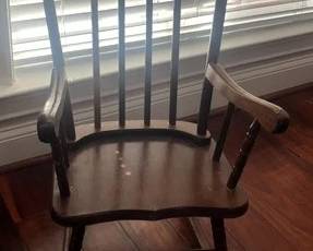 Vintage Wooden Childs Spindle Back Rocking Chair