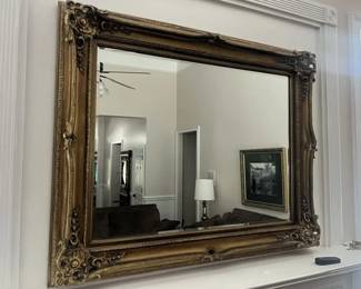 Large Carved Ornate Mirror with Antique Gold Finish