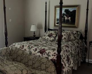 Dark Wood 4Poster Rice Bed with Mattress
