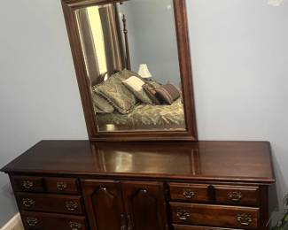 CherryFinish Triple Dresser with Mirror