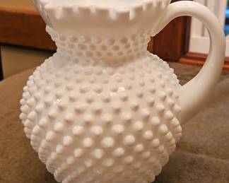 Fenton Hobnail Milk Glass Pitcher