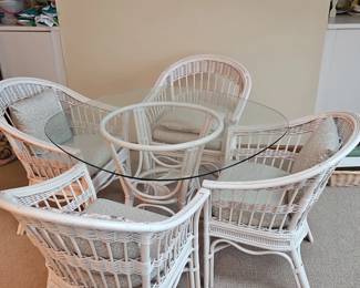 White Rattan Dining Set