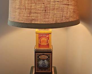 Stacked Vintage Tea Hersheys Tin Lamp