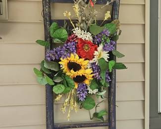 Decorative Ladder Wall Hanging with Sunflowers