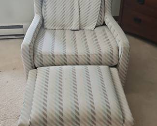 Striped Wingback Chair and Ottoman second image