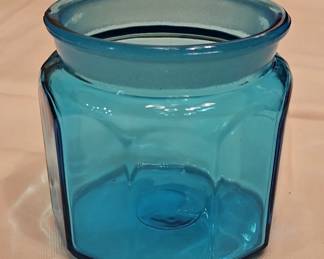 Blue Hexagonal Glass Jar