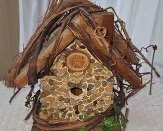 Rustic stone fairy birdhouse