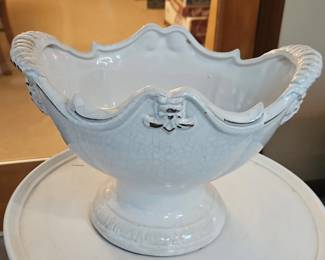 White Faience Footed Centerpiece Bowl