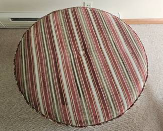 Striped Round Ottoman with Fringe second image