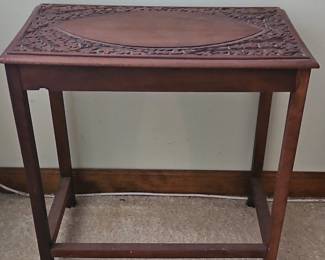 Carved Wood Nesting Table