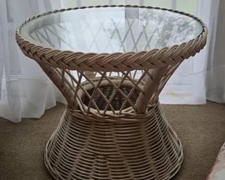 Hourglass Wicker Side Table