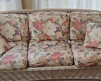 Henry Link Floral Wicker Sofa