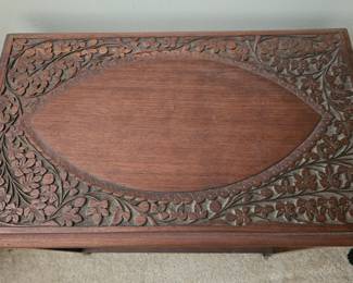 Carved Wood Nesting Table second image