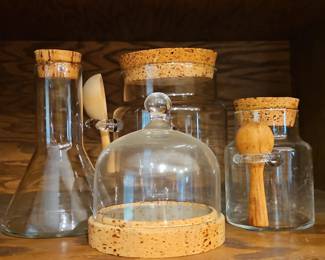 Glass Storage Jar Set with Cork Lids and Spoons