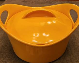 Yellow Enamel Cast Iron Casserole Dish