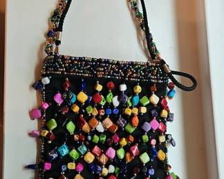 Multicolored cube bead crossbody bag