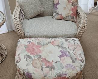 Henry Link Wicker Chair and Ottoman