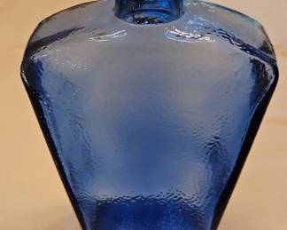 Cobalt Blue Embossed Glass Bottle