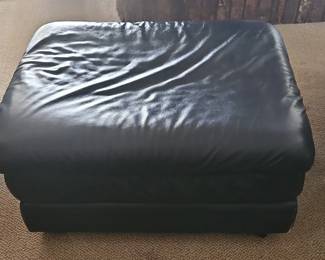 Black leather ottoman second image