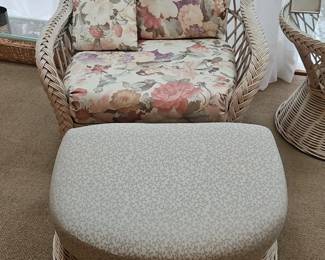 Wicker Lounge Chair and Ottoman Set