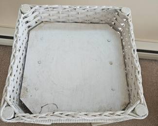 White Wicker Plant Stand second image