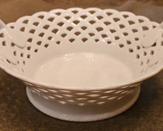 White Lattice Porcelain Basket