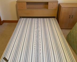 MCM Headboard and Footboard 1960’s mid century bedroom grouping in solid oak with a blonde finish.