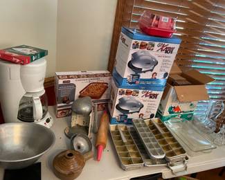 As seen on TV GT Xpress 101, metal collectors ice trays, Copper Crisper, Vintage meat grinder/chopper