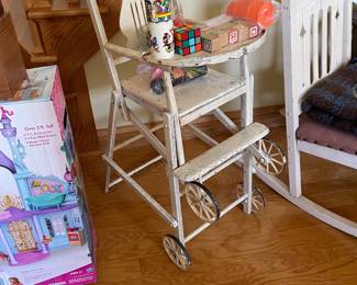 Antique high chair stroller convertible
