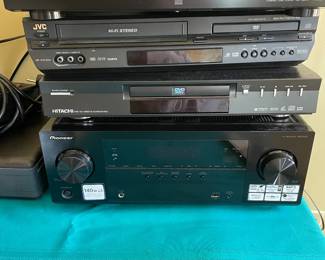 Sony 5 disc CD player, JVC VHS and DVD player, Hitachi DVD player, Pioneer Receiver