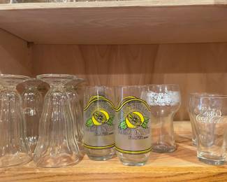 Country Time Lemonade glasses, Pepsi glasses, Coca-Cola glasses