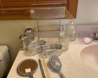 Vintage mirror, comb, and brush set