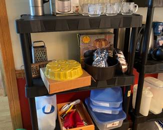 Kitchen wares, Vintage Nordic Ware Bundt Pan, Tupperware, Vintage Stanley Thermos, mini Crock-Pot