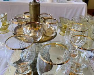 vintage mid-century mechanical liquor dispenser pump known as a carousel decanter set manufactured by Park Sherman