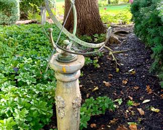 Concrete stand with iron obelisk - approx 34”