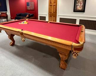 Kasson pool table with red felt