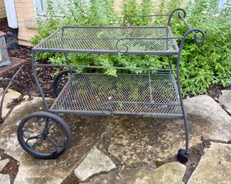 Wrought iron garden bar cart