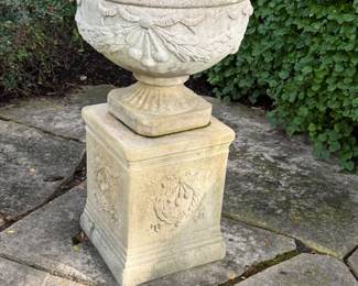 Two piece concrete planter - approx 28” tall