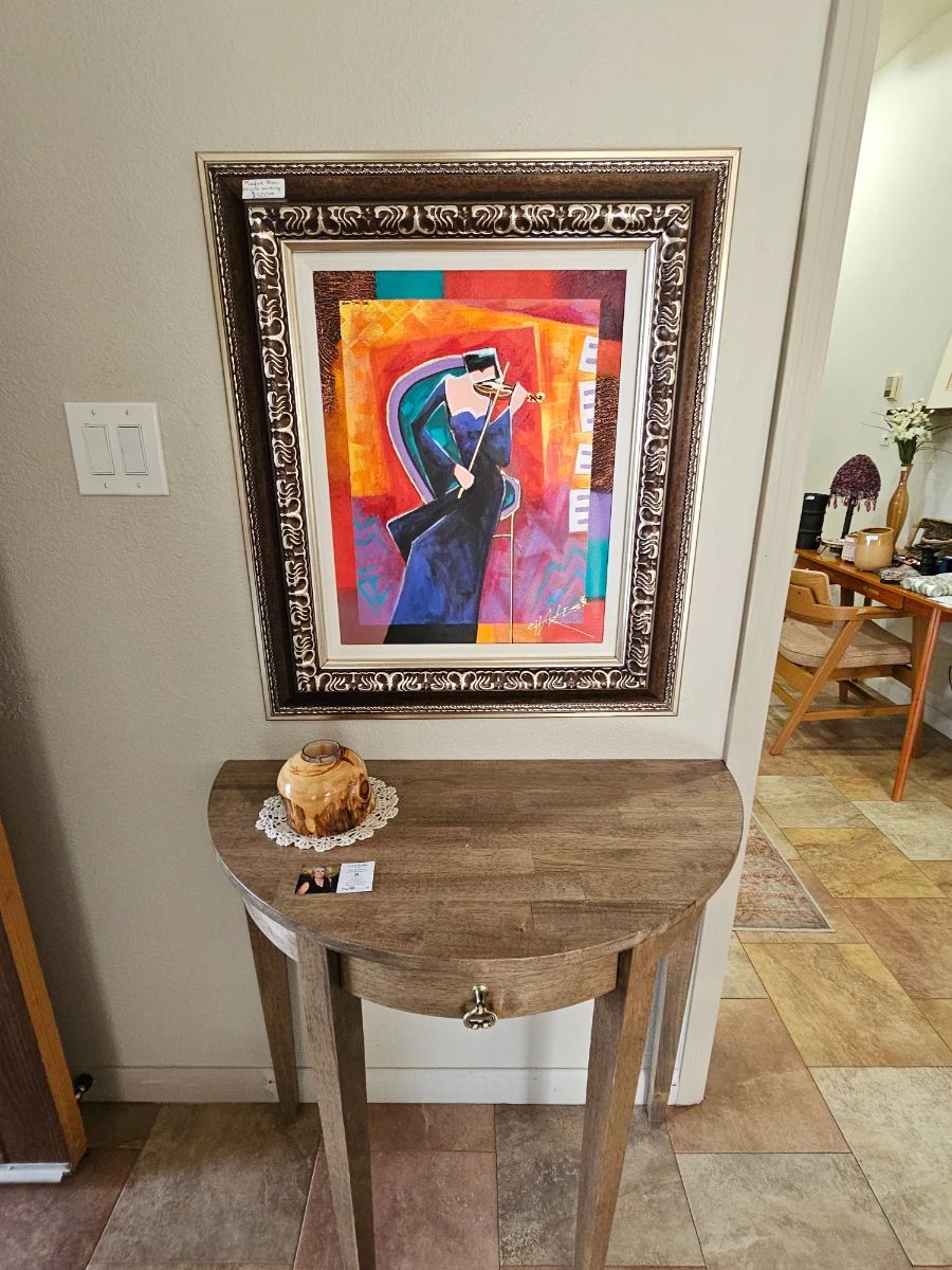 Fine art, wall art, small table